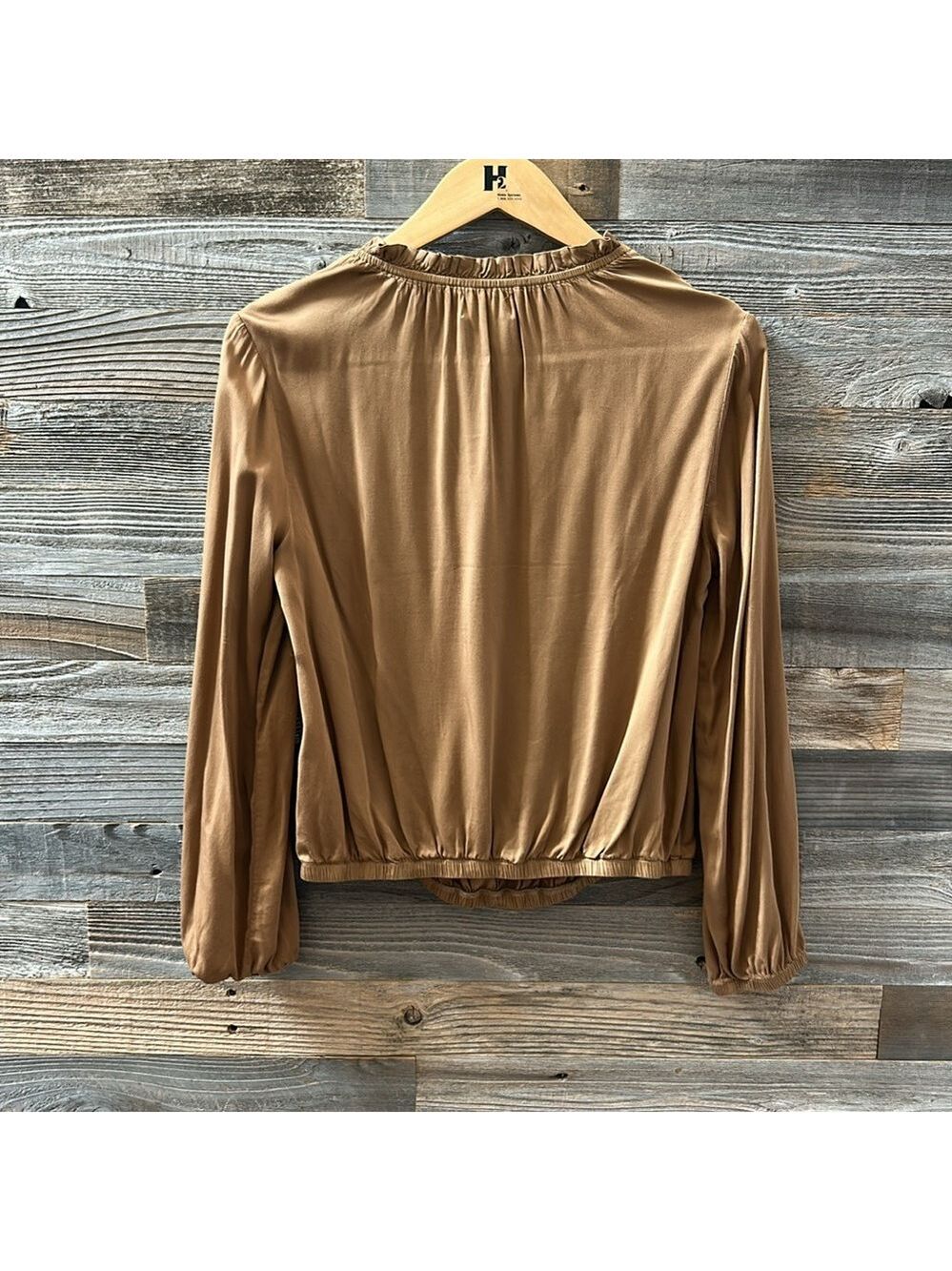 NWT Anthropologie Cloth & Stone Tan Peasant Top Size Small - Picture 3 of 7